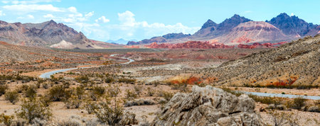 Panoramic view of the Valley of Fire State Park in Nevadaの写真素材