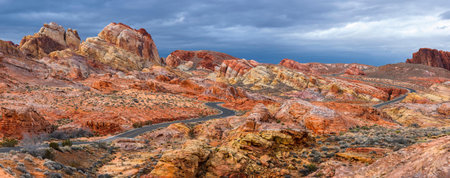 Panoramic view of Valley of Fire State Park, Nevada, USAの写真素材