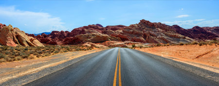 Road in Valley of Fire State Park, Nevada, United States.の写真素材