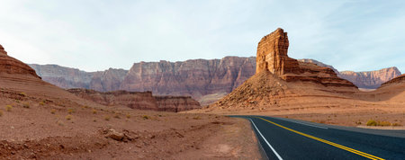 Road in Capitol Reef National Park, United States. Panoramic view.の写真素材