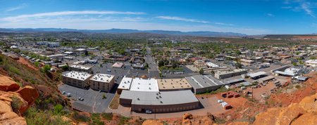 Panoramic view of the town of Sedona, Arizona.の写真素材