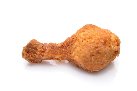 Fried chicken on white background, close up shot, isolated.の写真素材