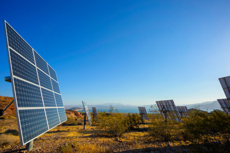 Photovoltaic panels in the desert of Arizona, USA.