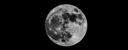 Moon closeup on black background. Full moon. 3d renderingの写真素材