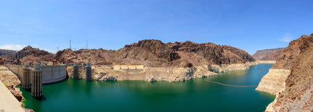 Panoramic view of the Hoover Dam in Nevada, USA.