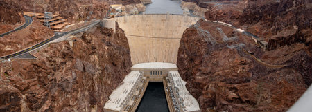 Hoover Dam Road Amidst Record Low Water Levelsの写真素材