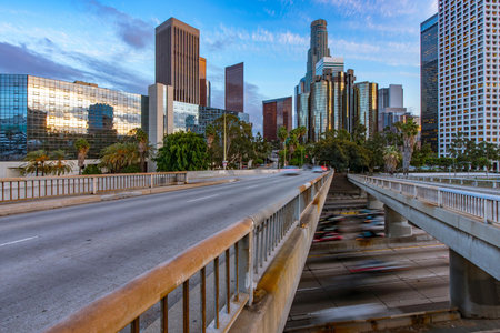 Los Angeles, California, USA downtown cityscape at dusk. United States.