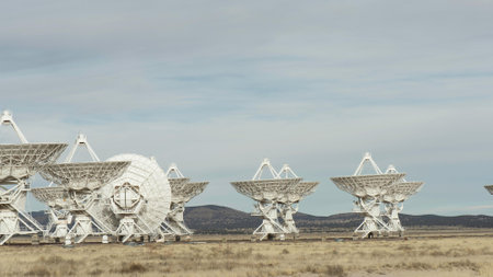 Satellite dish in the desert of California, United States of Americaの写真素材
