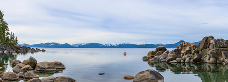 Panoramic view of Lake Tahoe, California, USA.の写真素材