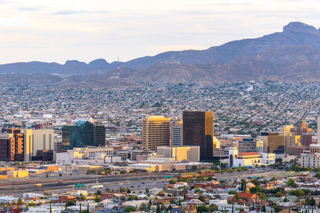 Aerial view of downtown Los Angeles, California, United States.の写真素材