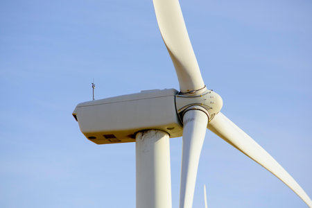 An image of windturbine generator in a windmill farmの写真素材