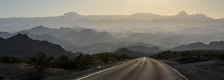 Mountain road in the Sinai desert, Egypt. Panorama.の写真素材