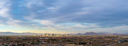 Panoramic view of Las Vegas, Nevada, USA at dusk.の写真素材