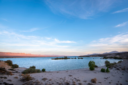 Sunset at Lake Mead National Recreation Area in Nevada, United Statesの写真素材