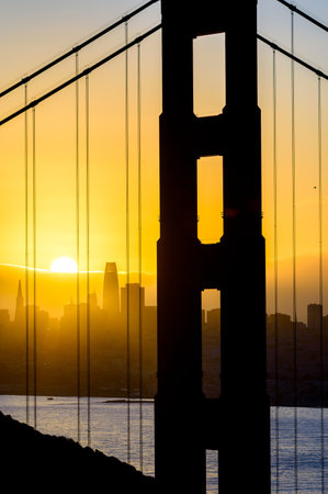 Golden Gate Bridge at sunset, San Francisco, California, USA.の写真素材