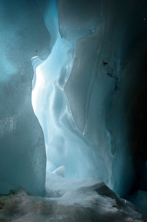 Ice cave in the Jokulsarlon glacier, Iceland.
