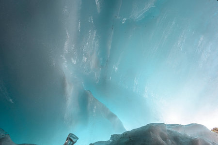 Ice of Lake Baikal, the deepest and largest freshwater lake by volume in the world, located in southern Siberia, Russiaの写真素材