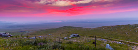 Panoramic view of the mountains at sunset, Crimea, Ukraineの写真素材