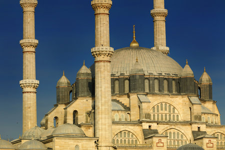 Suleymaniye Mosque in Istanbul, Turkey with blue skyの写真素材