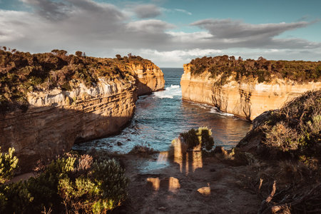 The twelve apostles at sunset, Great Ocean Road, Victoria, Australiaの写真素材
