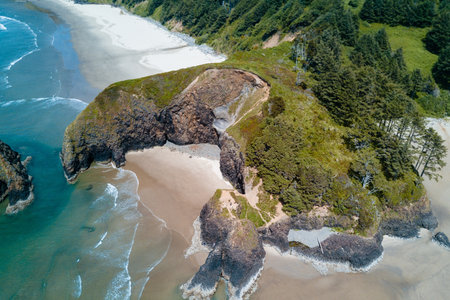 Aerial view of the beautiful beach in New Zealand. Drone photography.の写真素材