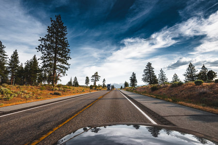 Driving on a mountain road in California, United States of America.の写真素材