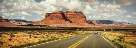 Road to Monument Valley, Arizona, USA. Panoramic view.の写真素材