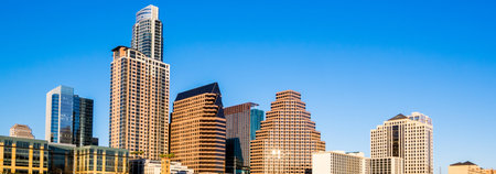Panoramic view of downtown Los Angeles, California, USA.の写真素材