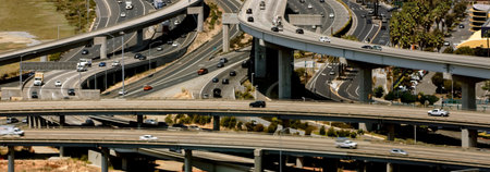 Aerial view of the freeway in Los Angeles, California, USA