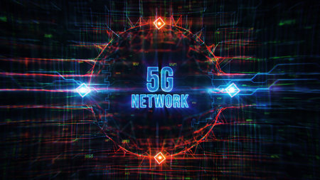 5G network technology concept. High speed internet connection. 3D rendering