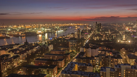 Panoramic view of the city of Rotterdam, Hollandの写真素材