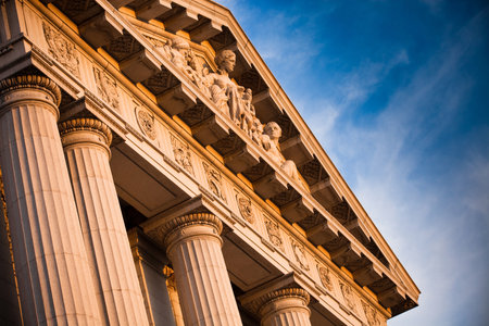 Detail of the Supreme Court building in Washington DC, USA.
