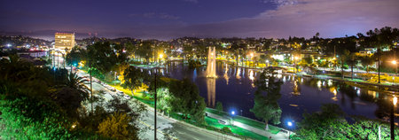 Panoramic view of the city of Seville at night, Spainの写真素材