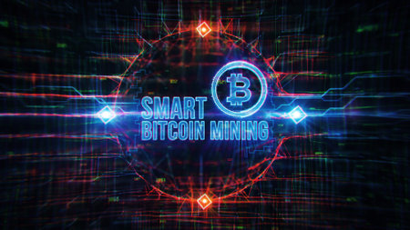 Cryptocurrency mining concept. Bitcoin is a digital currency. Abstract background.の写真素材