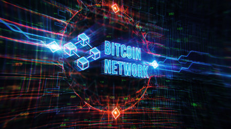 Conceptual hand writing showing Bitcoin Network. Concept meaning Cryptocurrency platform that uses blockchain technology to communicateの写真素材