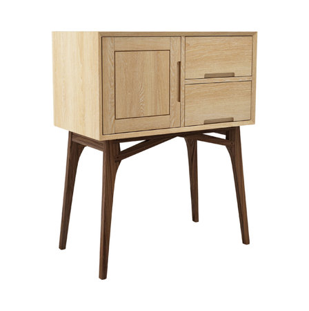 Wooden nightstand isolated on white background. 3d rendering.の写真素材