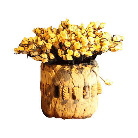 bouquet of flowers in vase isolated on white backgroundの写真素材