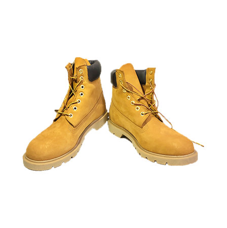 Yellow boots isolated on a white background. Clipping path included.の写真素材