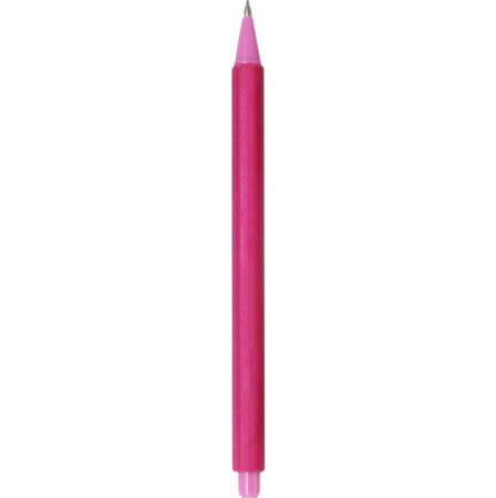Pink pencil isolated on white background with clipping path. Top view.の写真素材