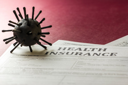 Coronavirus Covid-19 concept. Virus and newspaper.の写真素材