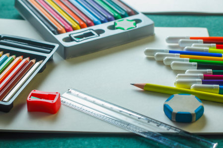 School supplies on the table. Back to school. Copy space.の写真素材