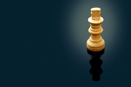 Wooden chess piece on a dark background with copy space for textの写真素材