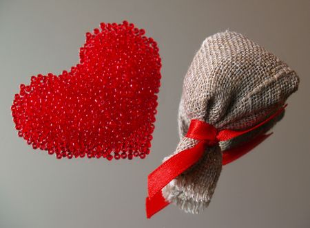 the heart and sack on the mirrorの写真素材