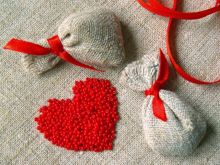 postcard for valentine with small nice trinketの写真素材