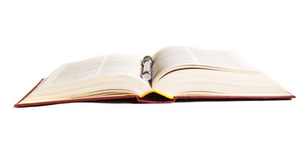 open book isolated on white backgroundの写真素材