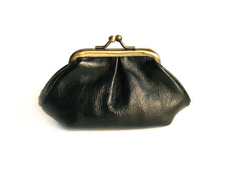 change purse with money on white background