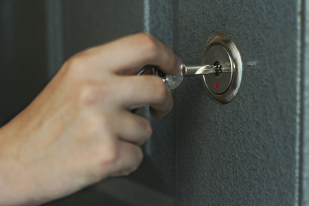 Hand, women are unlocked door
