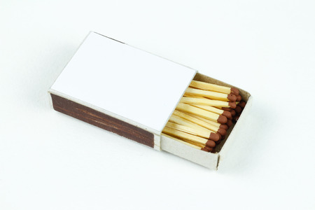 Closeup outdoor white boxes of matches. Isolated on white background.の写真素材
