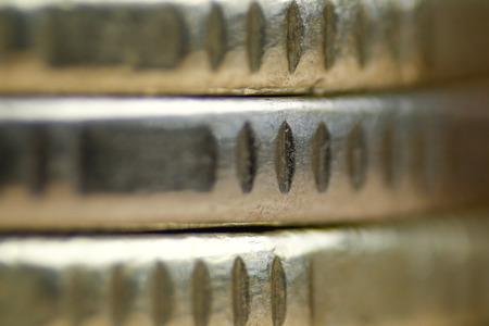 Coins macro shot. Russian coins. Close up.