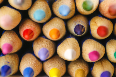 Colored pencils sharpened. Macro. Closeup.の写真素材